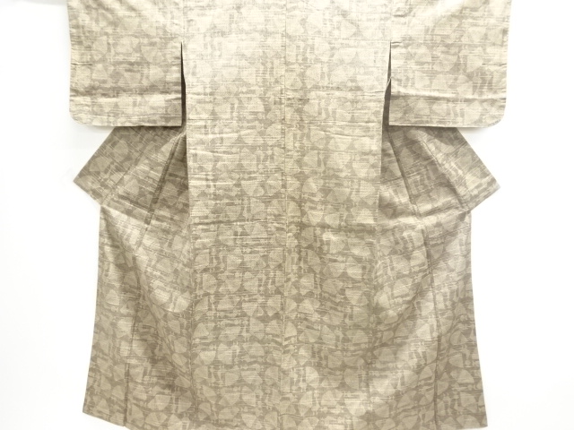  JAPANESE KIMONO / ANTIQUE HITOE TSUMUGI / WOVEN ABSTRACT PEACOCK